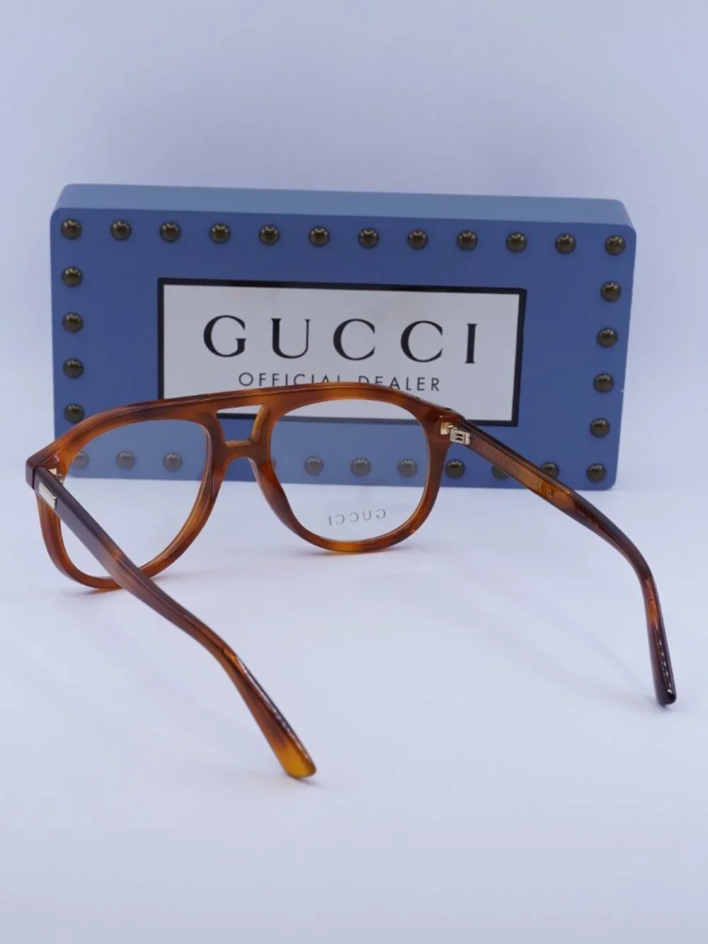 Gucci GG1320O 002 Aviator Eyeglasses – Blonde Havana 54mm